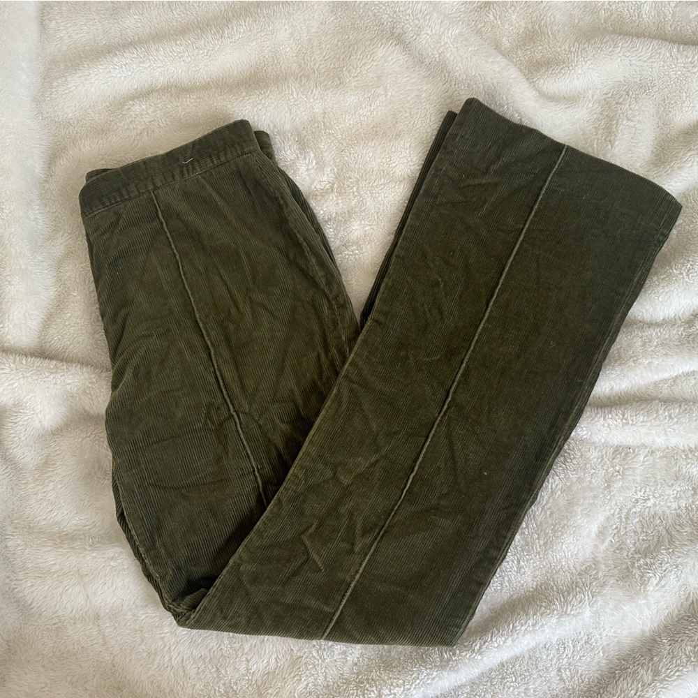 Green Corduroy Straight Leg Pants